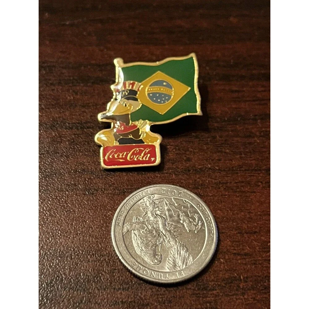 Vintage 1984 Los Angeles Olympics Coca Cola Sam Eagle Brazil Flag Lapel Pin‎